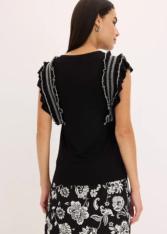 Top à volants en viscose extensible, bonprix