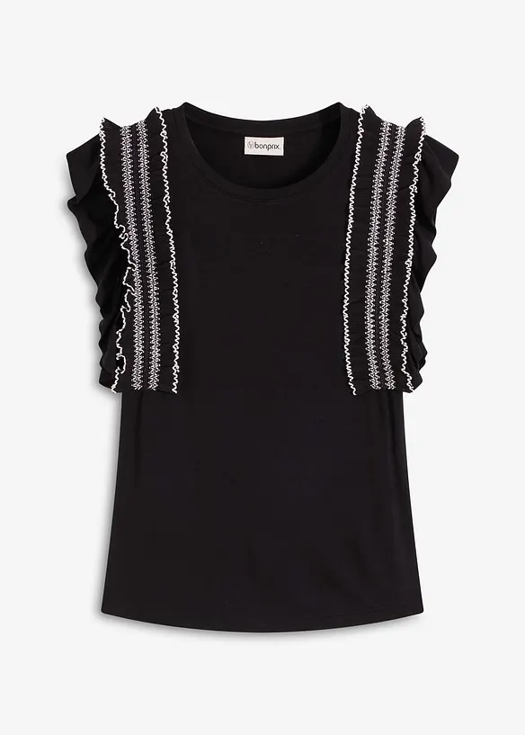Top à volants en viscose extensible, bonprix