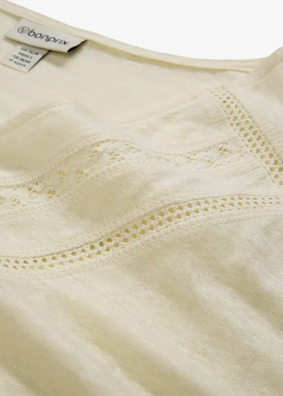 T-shirt 100% lin avec dentelle, bonprix