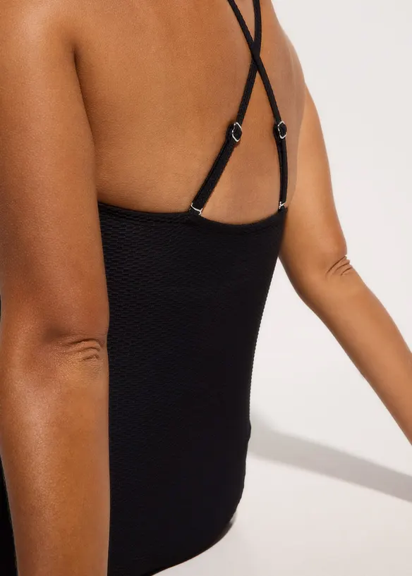 Maillot 1 pièce sculptant en matière texturée, maintien modéré, bonprix