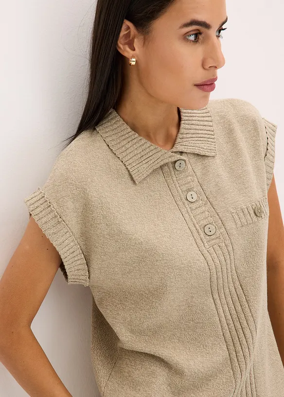 Pull col polo en coton mélangé, bonprix