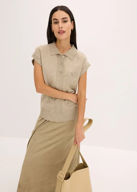 Pull col polo en coton mélangé, bonprix