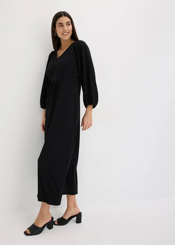 Robe midi en jersey texturé, bonprix