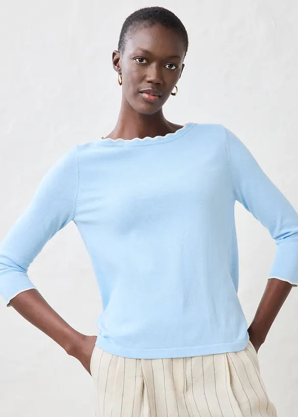 Pull en fine maille coton et soie, bonprix