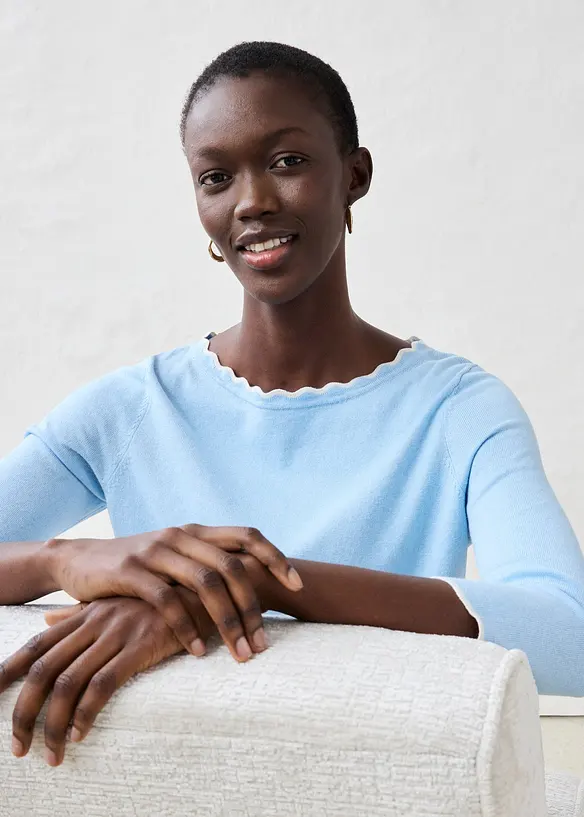 Pull en fine maille coton et soie, bonprix