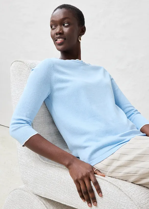 Pull en fine maille coton et soie, bonprix