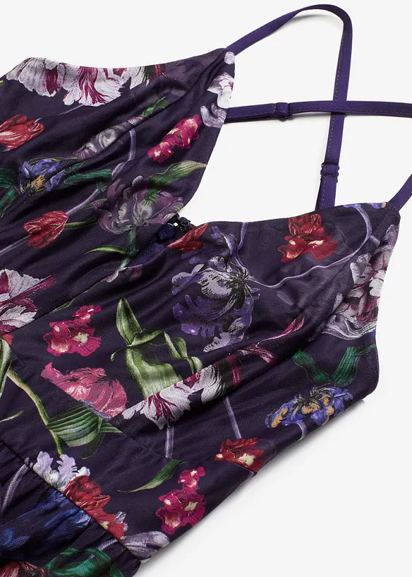 Robe longue en tulle délicat avec bretelles, bonprix