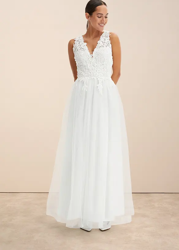 Robe de mariée en tulle et dentelle, bonprix