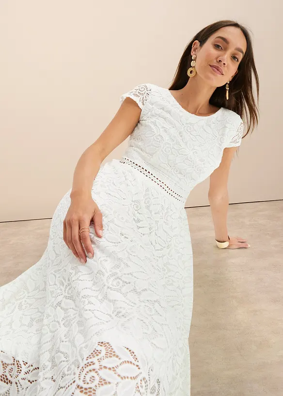 Robe en dentelle avec empiècement crochet à la taille, bonprix