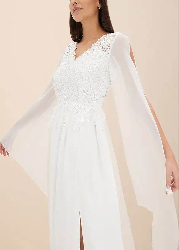 Robe de mariée en crêpe fin avec dentelle, bonprix