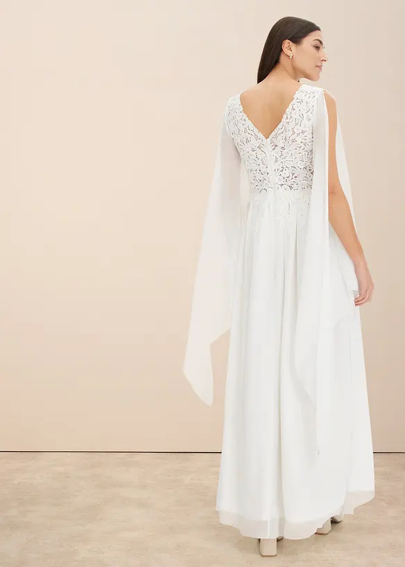 Robe de mariée en crêpe fin avec dentelle, bonprix