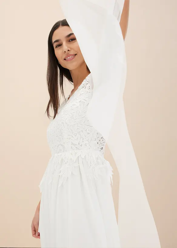 Robe de mariée en crêpe fin avec dentelle, bonprix