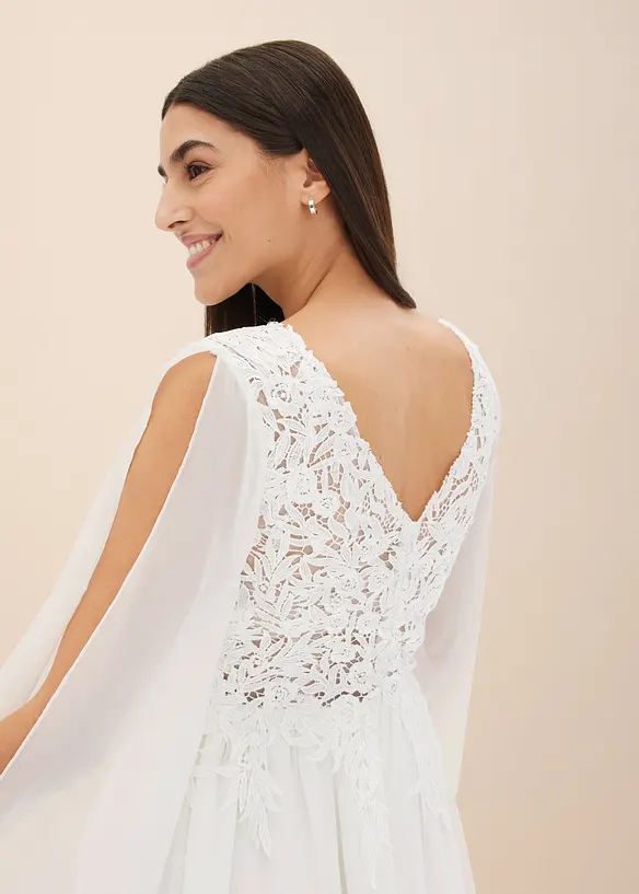 Robe de mariée en crêpe fin avec dentelle, bonprix