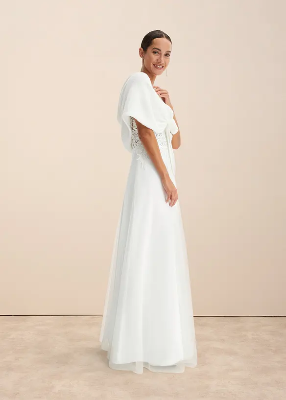 Robe de mariée à encolure Bardot avec dentelle, bonprix