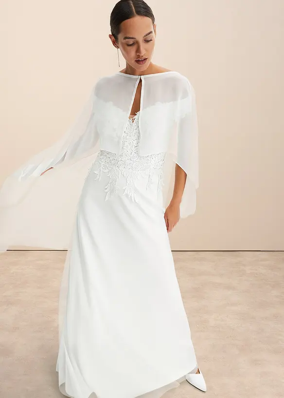 Robe de mariée à encolure Bardot avec dentelle, bonprix