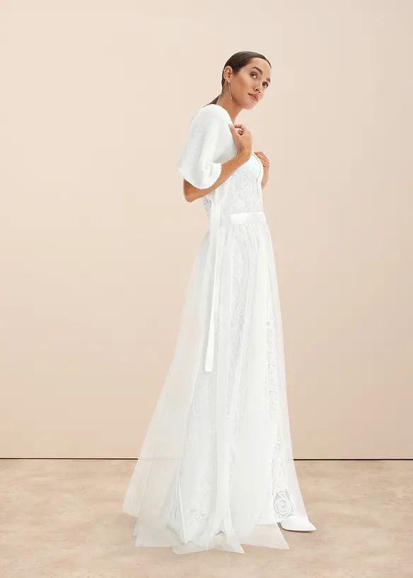 Robe de mariée brodée de sequins avec jupe en tulle amovible, bonprix