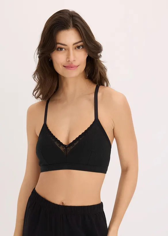 Lot de 2 soutiens-gorge bralette coton rembourrés sans armatures, bonprix