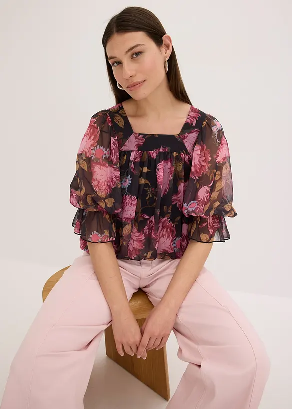Blouse à base effet boule, bonprix