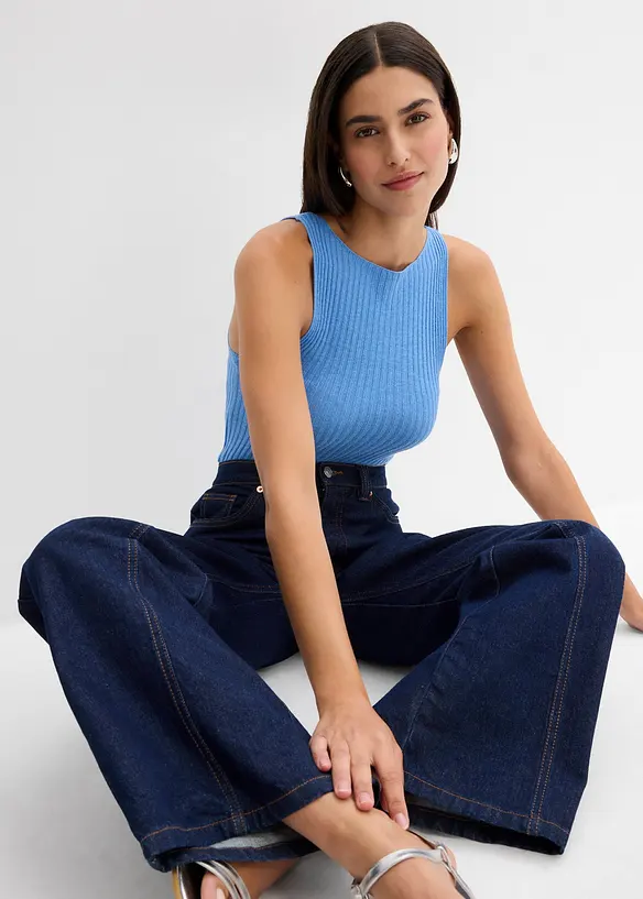 Top ajusté en maille de viscose mélangée, bonprix