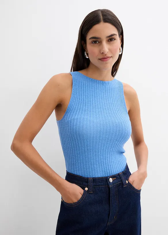 Top ajusté en maille de viscose mélangée, bonprix