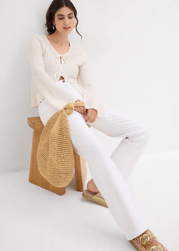 Jean droit taille mi-haute, extensible, bonprix