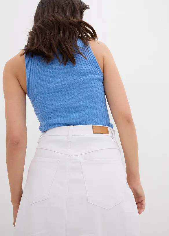 Jupe en jean, taille haute, extensible, bonprix