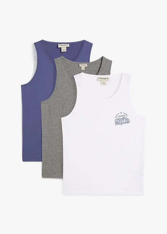 Lot de 3 débardeurs 100% coton, bonprix