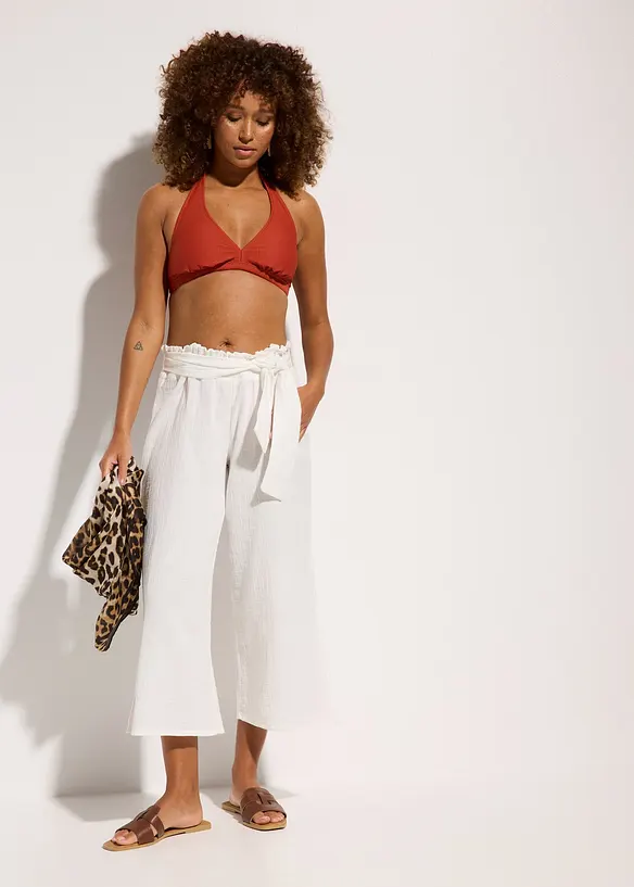 Pantalon de plage en gaze de coton, longueur 3/4, bonprix