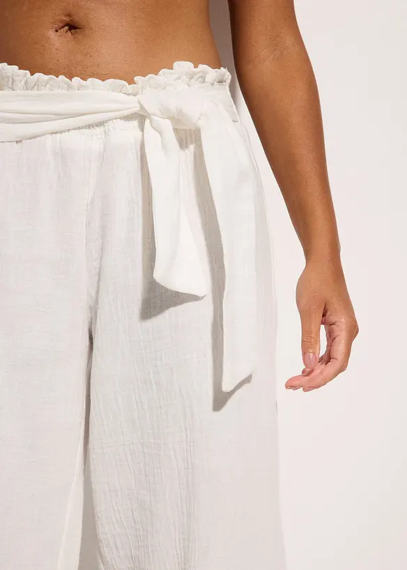 Pantalon de plage en gaze de coton, longueur 3/4, bonprix