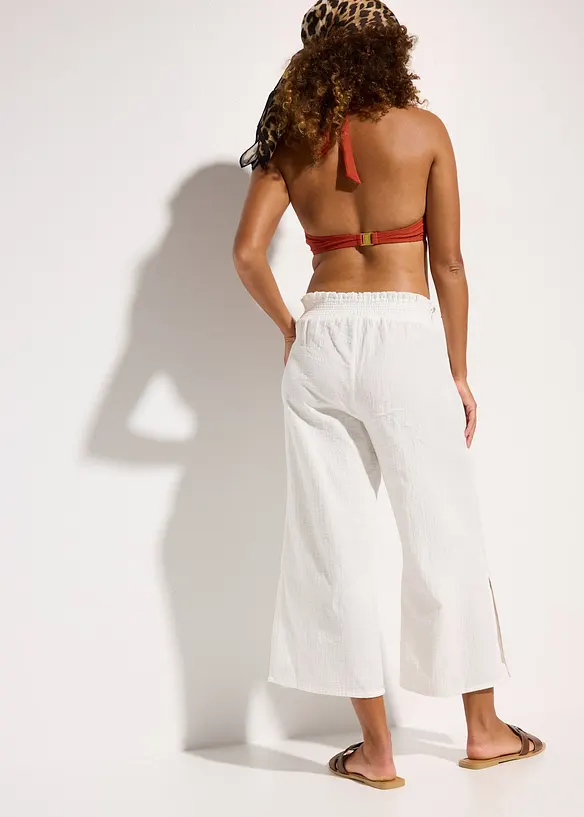 Pantalon de plage en gaze de coton, longueur 3/4, bonprix