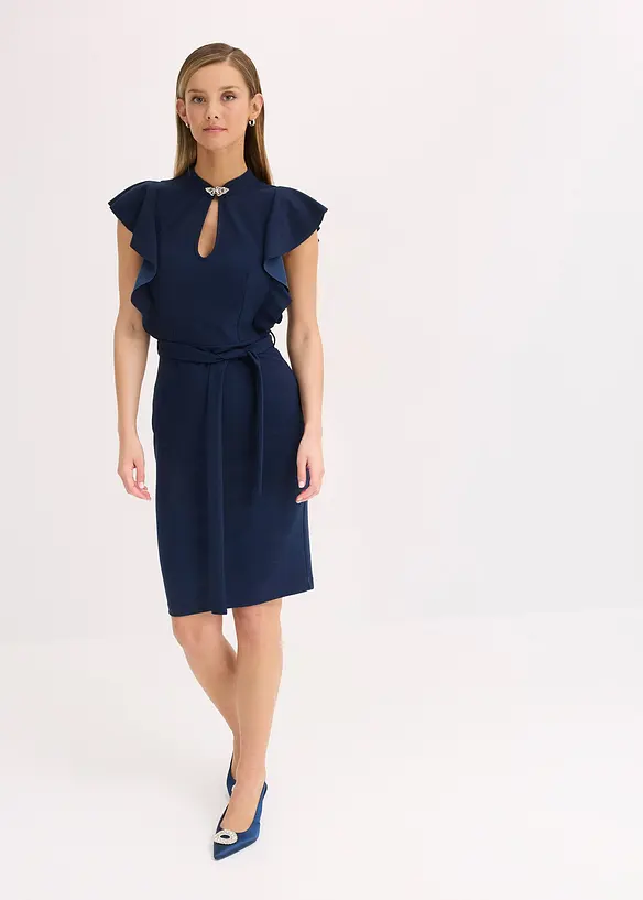 Robe fourreau à col fermé par une broche, bonprix