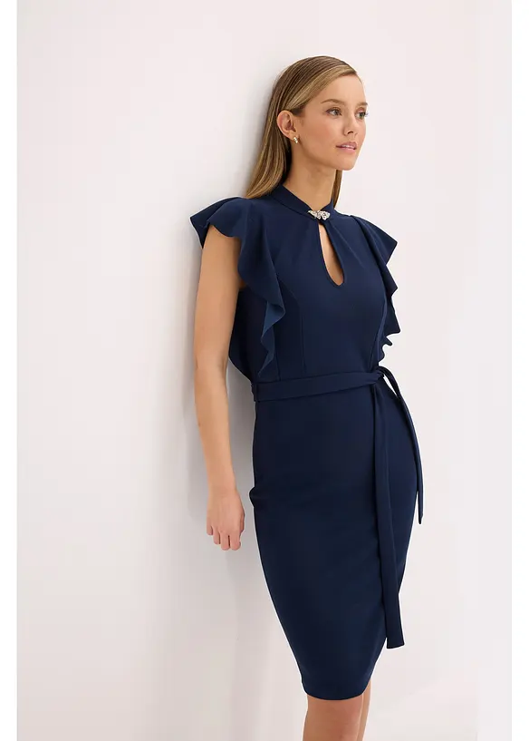 Robe fourreau à col fermé par une broche, bonprix