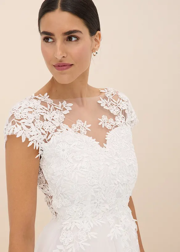 Robe de mariée en tulle délicat et dentelle, bonprix