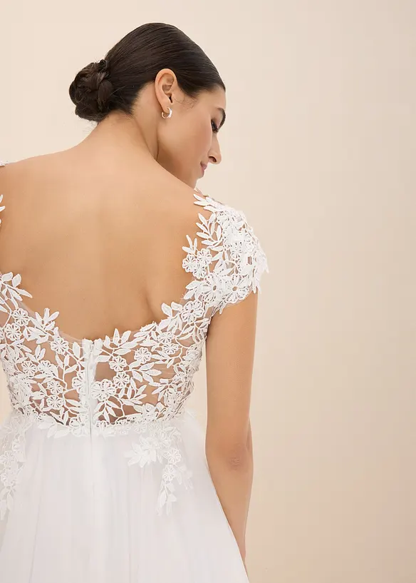 Robe de mariée en tulle délicat et dentelle, bonprix