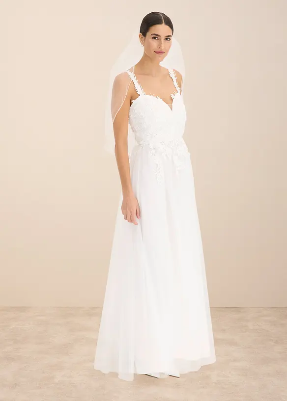Robe de mariée en tulle délicat et dentelle, bonprix
