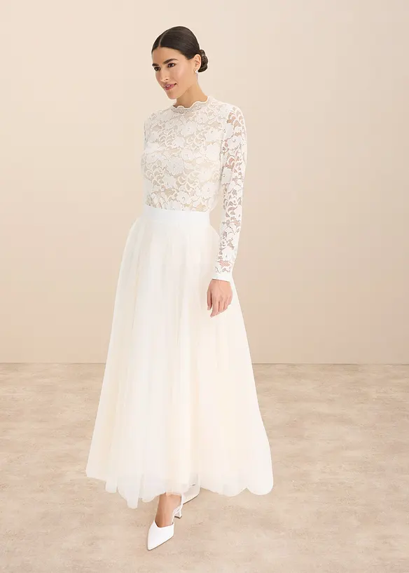 Haut manches longues en dentelle, bonprix