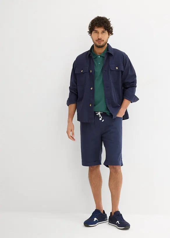 Bermuda &agrave; taille &eacute;lastiqu&eacute;e en lin m&eacute;lang&eacute;, Regular, bonprix