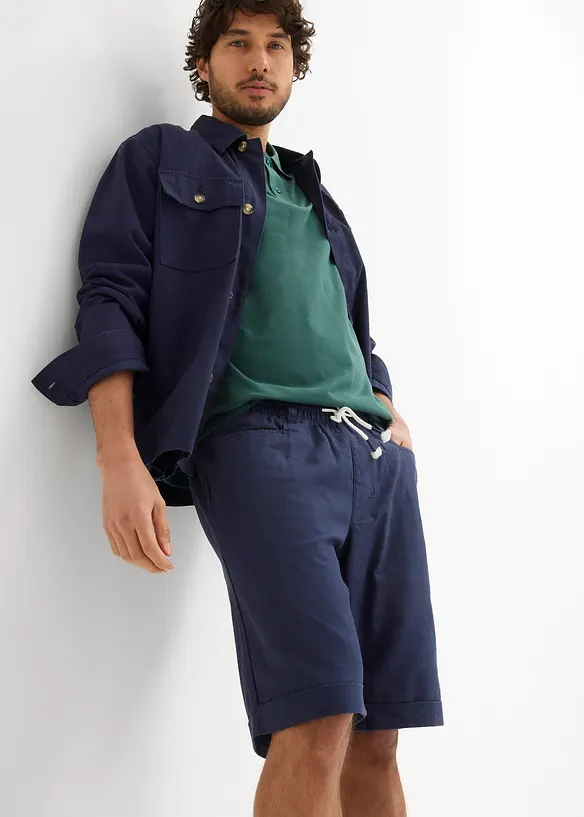 Bermuda &agrave; taille &eacute;lastiqu&eacute;e en lin m&eacute;lang&eacute;, Regular, bonprix