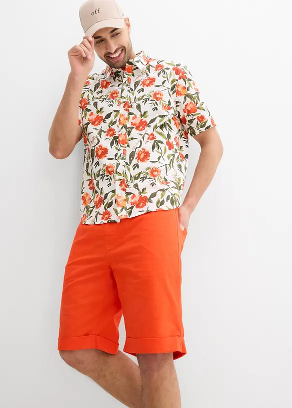 Bermuda à taille élastiquée en lin mélangé, Regular, bonprix