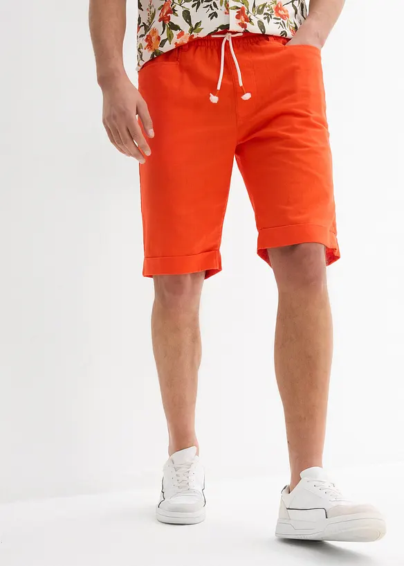 Bermuda à taille élastiquée en lin mélangé, Regular, bonprix