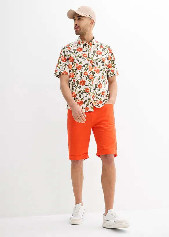 Bermuda à taille élastiquée en lin mélangé, Regular, bonprix