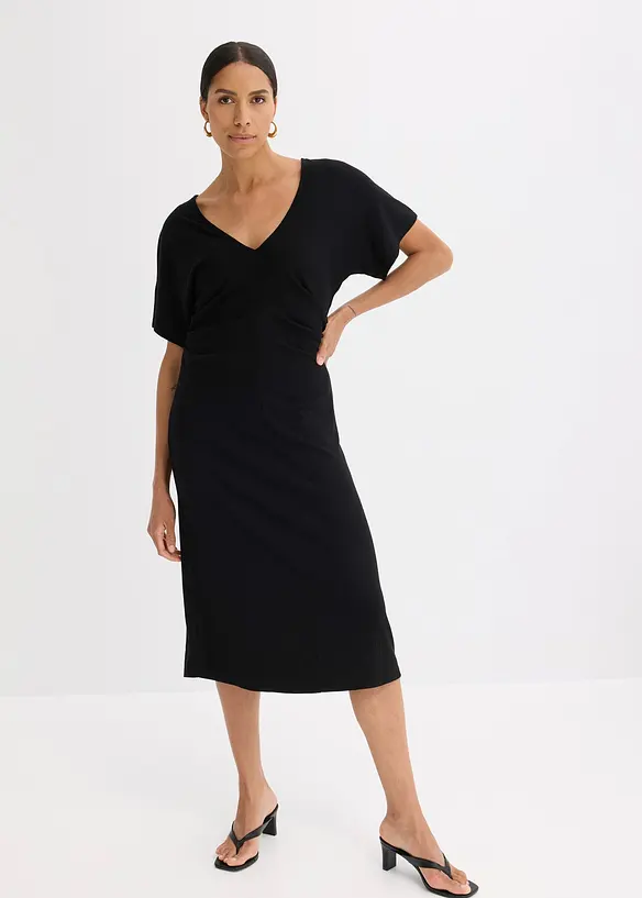 Robe en jersey c&ocirc;tel&eacute;, fronc&eacute;e sur le c&ocirc;t&eacute;, bonprix