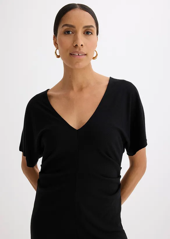 Robe en jersey c&ocirc;tel&eacute;, fronc&eacute;e sur le c&ocirc;t&eacute;, bonprix