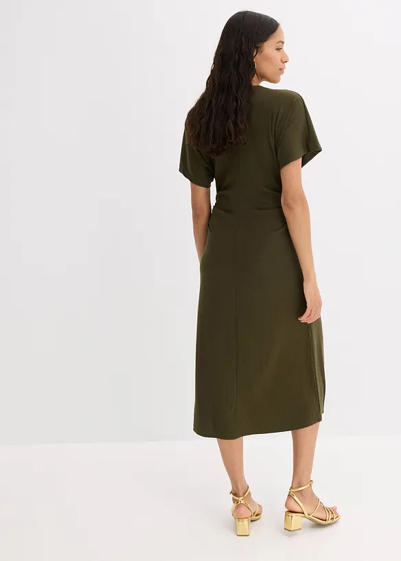 Robe en jersey côtelé, froncée sur le côté, bonprix