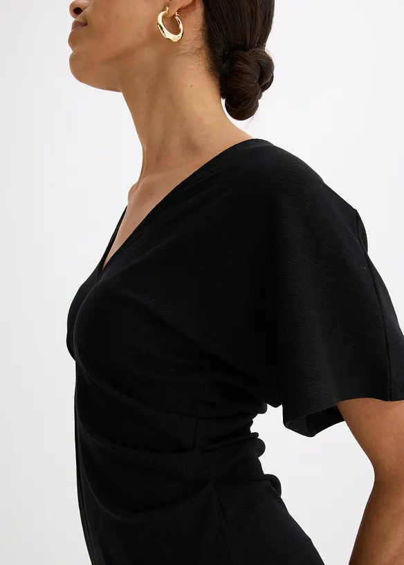 Robe en jersey c&ocirc;tel&eacute;, fronc&eacute;e sur le c&ocirc;t&eacute;, bonprix