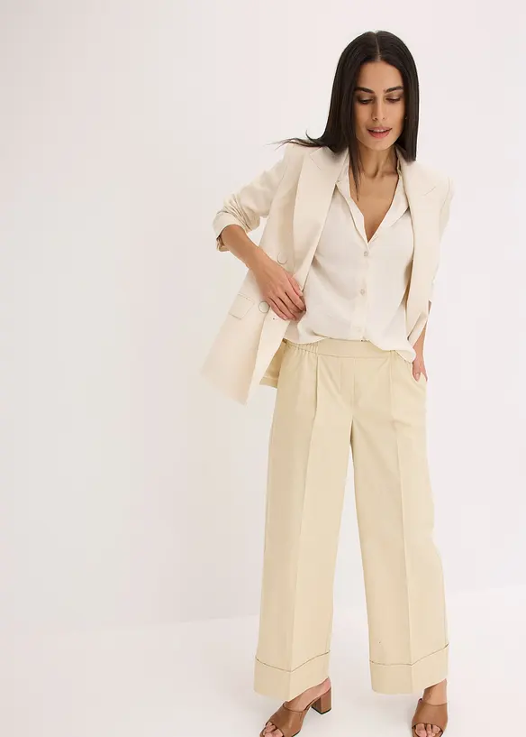 Chemisier en satin avec col &agrave; revers, bonprix