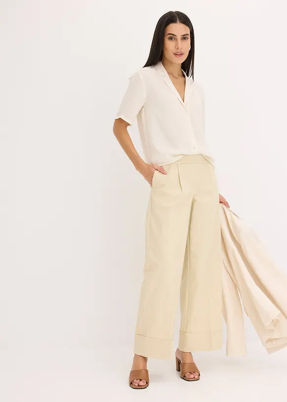 Chemisier en satin avec col &agrave; revers, bonprix