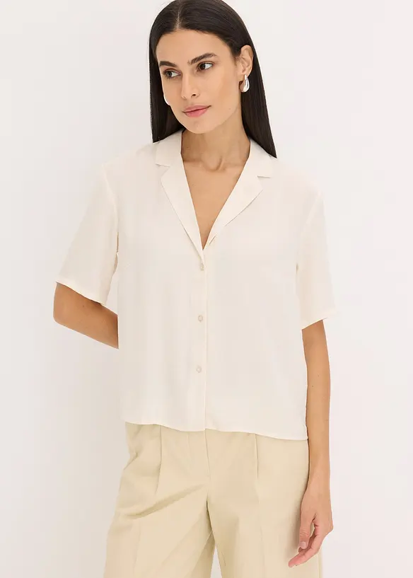 Chemisier en satin avec col &agrave; revers, bonprix