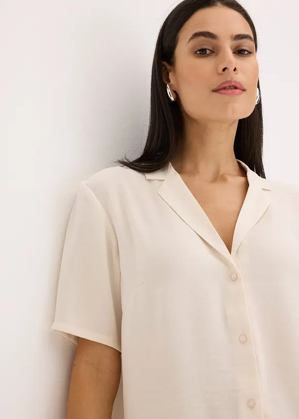 Chemisier en satin avec col &agrave; revers, bonprix