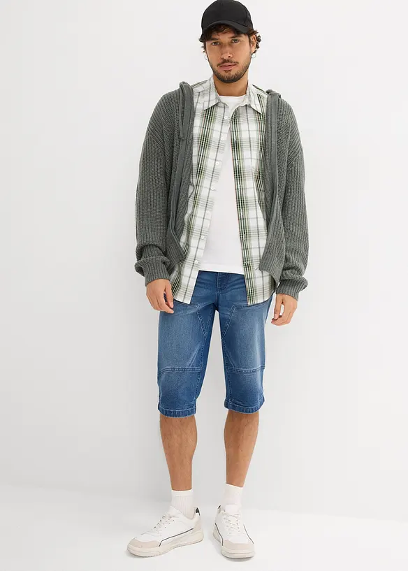 Long bermuda en jean extensible, Regular, bonprix